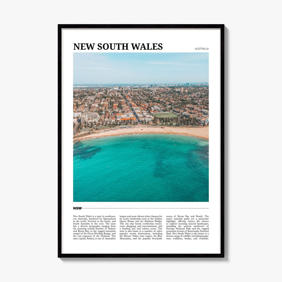 New South Wales Travel No 1 Poster, framed poster mockup