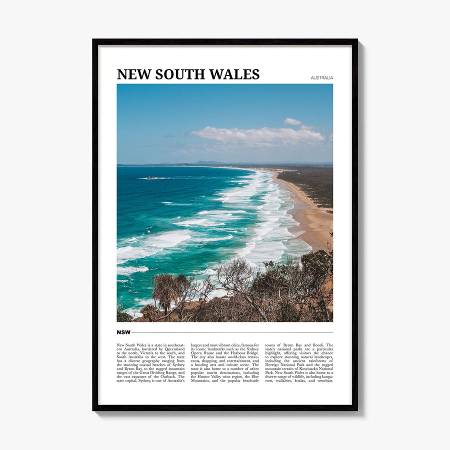 New South Wales Travel No 2 Poster, framed poster mockup