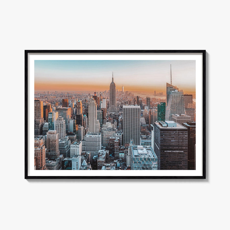 New York City colorful photo poster of New York, USA – horizontal wall art, unframed print shown in interior mockup