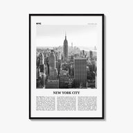 New York City no. 1 black & white newspaper poster of New York, USA – vertical wall art, unframed print shown in interior moc