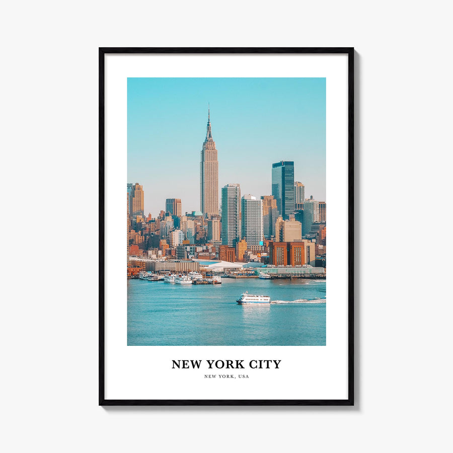 New York City no. 1 colorful classic poster of New York, USA – vertical wall art, unframed print shown in interior mockup