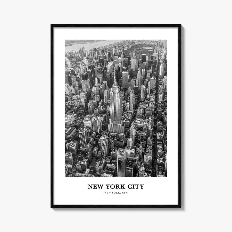 New York City no. 2 black & white classic poster of New York, USA – vertical wall art, unframed print shown in interior mocku