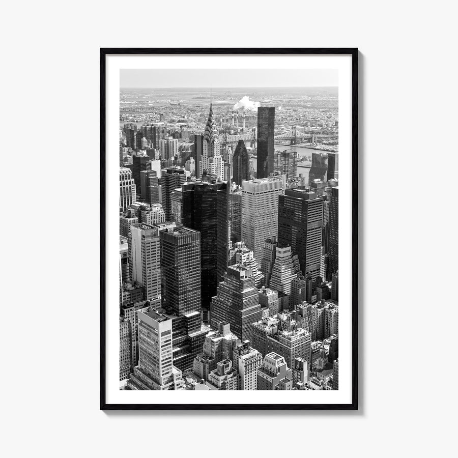New York City no. 2 black & white photo poster of New York, USA – vertical wall art, unframed print shown in interior mockup