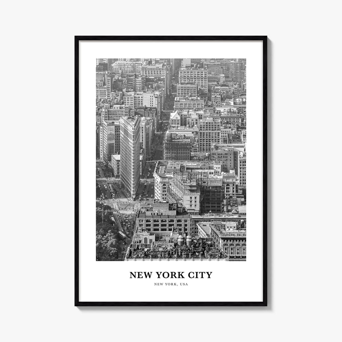 New York City no. 3 black & white classic poster of New York, USA – vertical wall art, unframed print shown in interior mocku