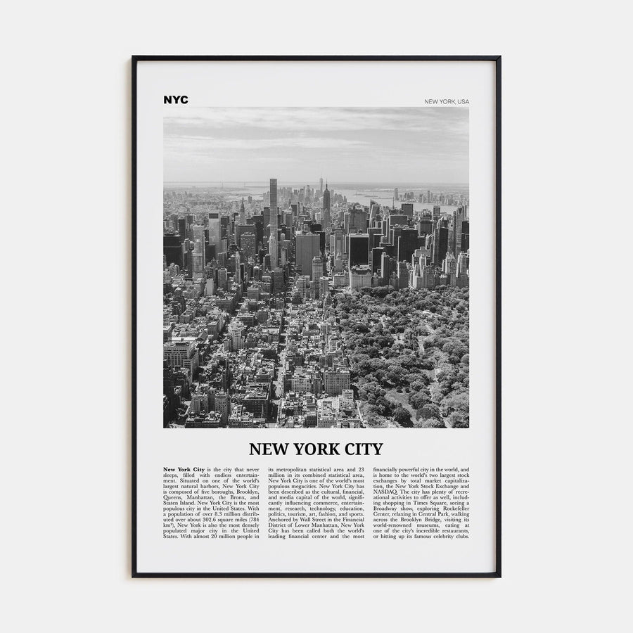 New York City No 3 Poster None / 8x12 in Nbourhood Travel B&W Poster