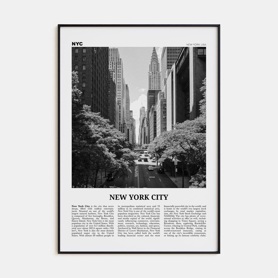 New York City No 4 Poster None / 8x12 in Nbourhood Travel B&W Poster