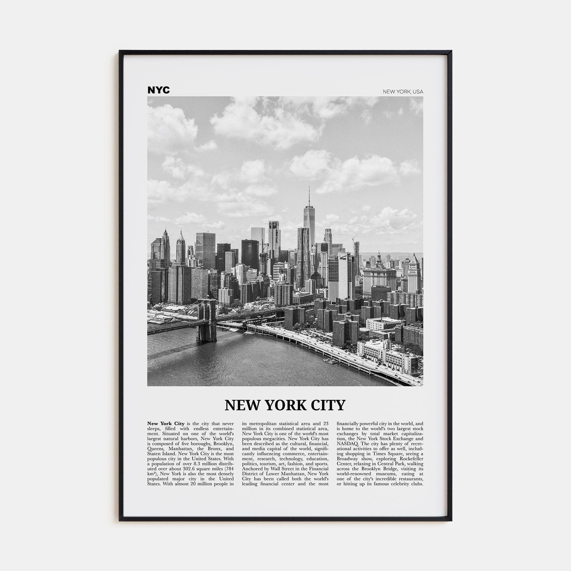 New York City No 7 Poster None / 8x12 in Nbourhood Travel B&W Poster