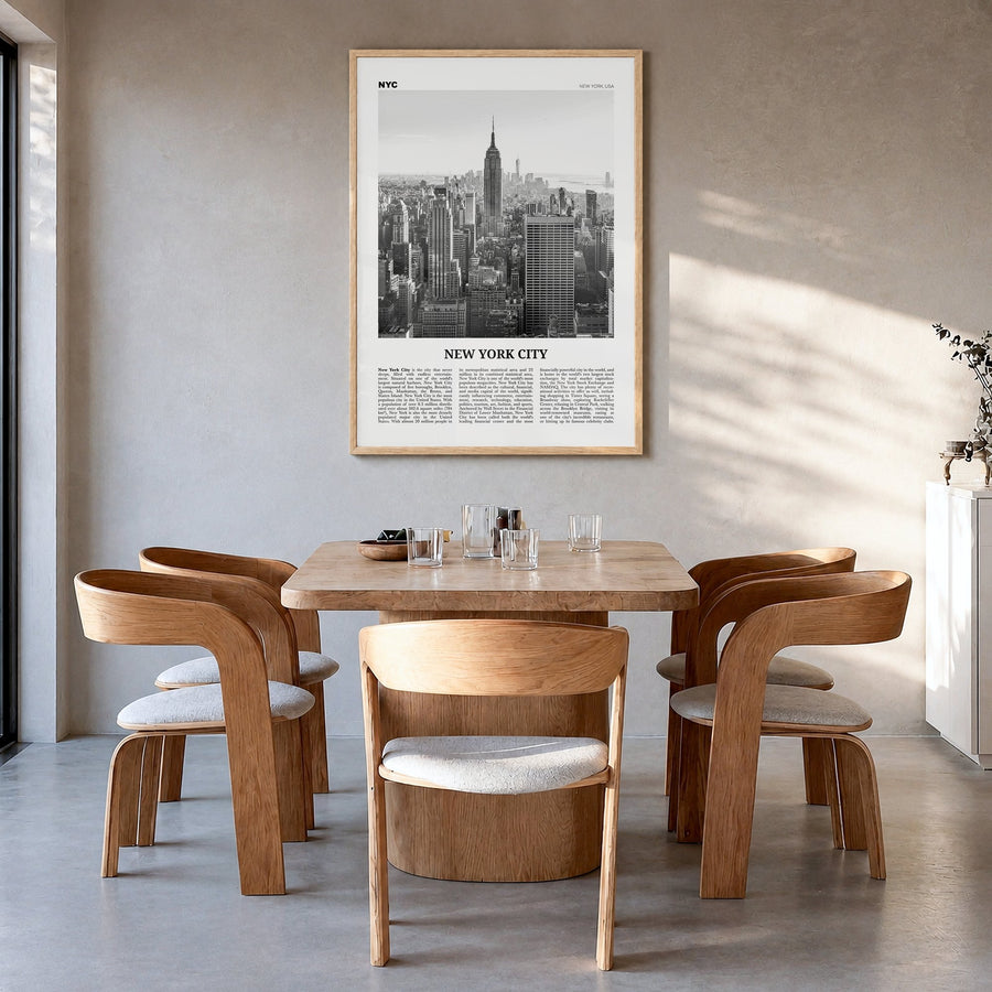 New York City Newspaper No 1 Poster in natural wood frame, interior mockup