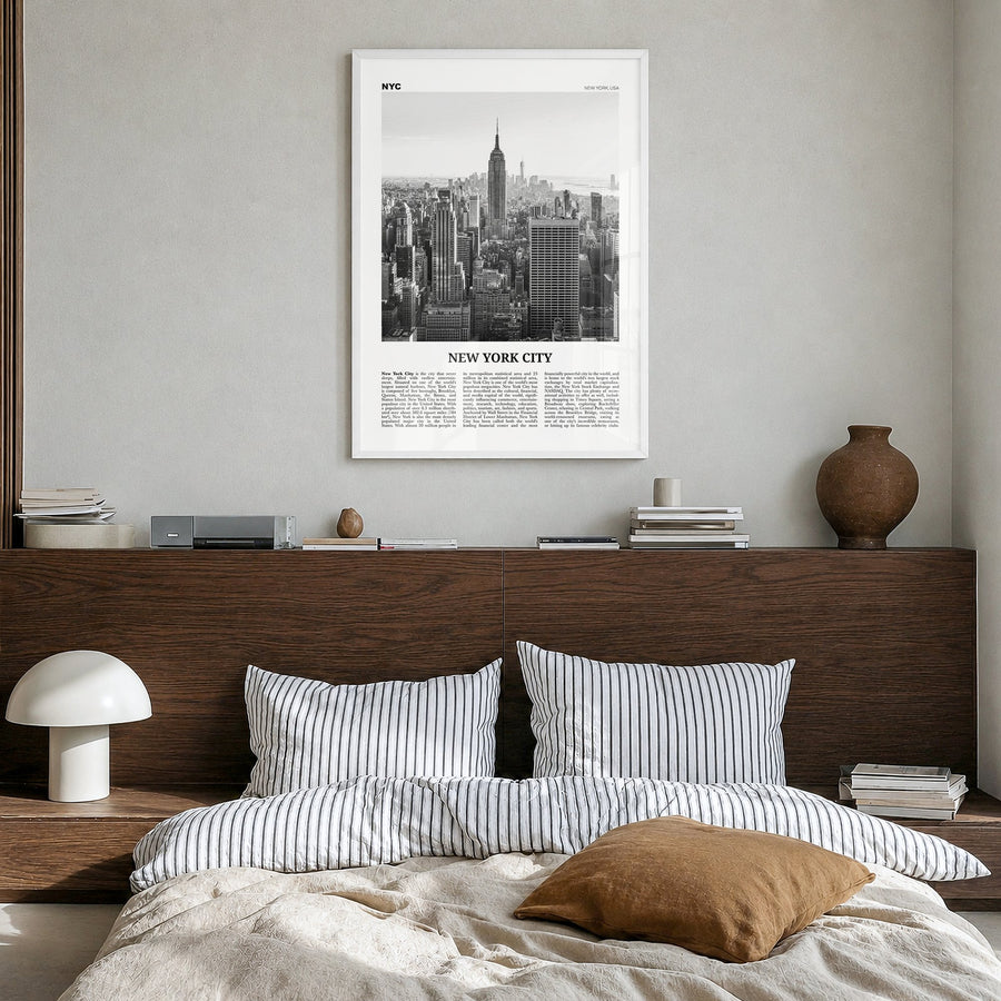 New York City Newspaper No 1 Poster in white wood frame, interior mockup