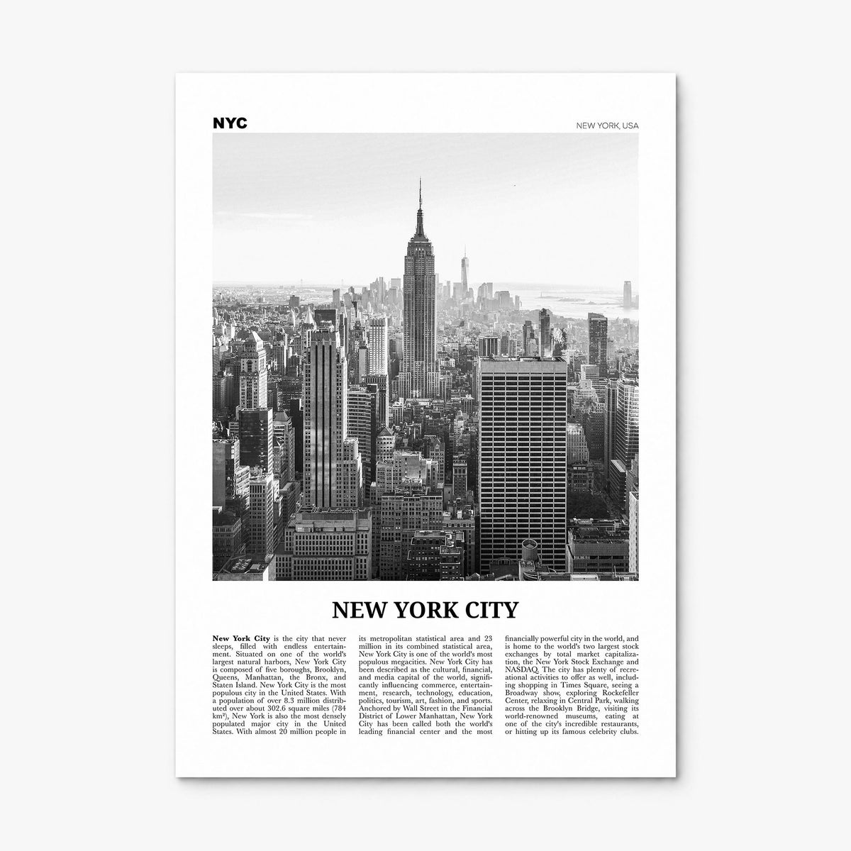 New York City Newspaper No 1 Poster, print only (unframed)