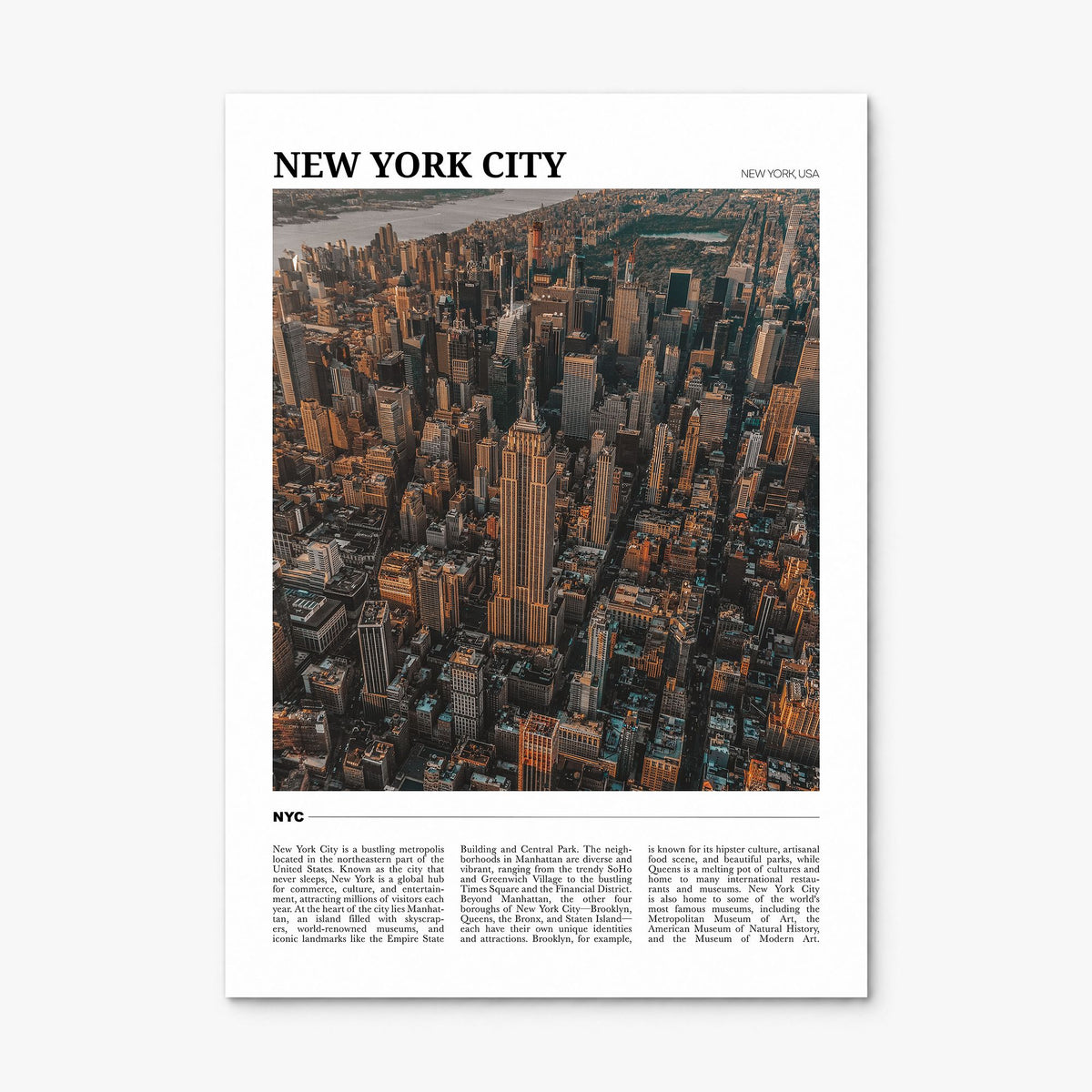 New York City Travel No 3 Poster, print only (unframed)