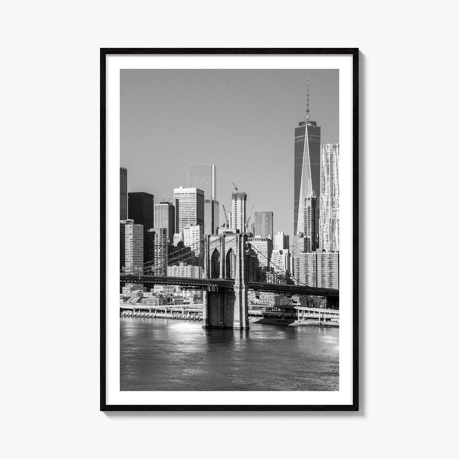 New York (State) black & white photo poster of New York, USA – vertical wall art, unframed print shown in interior mockup