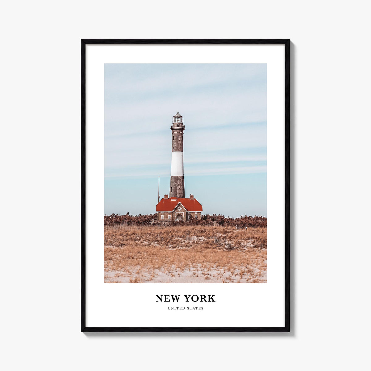 New York (State) colorful classic poster of New York, USA – vertical wall art, unframed print shown in interior mockup