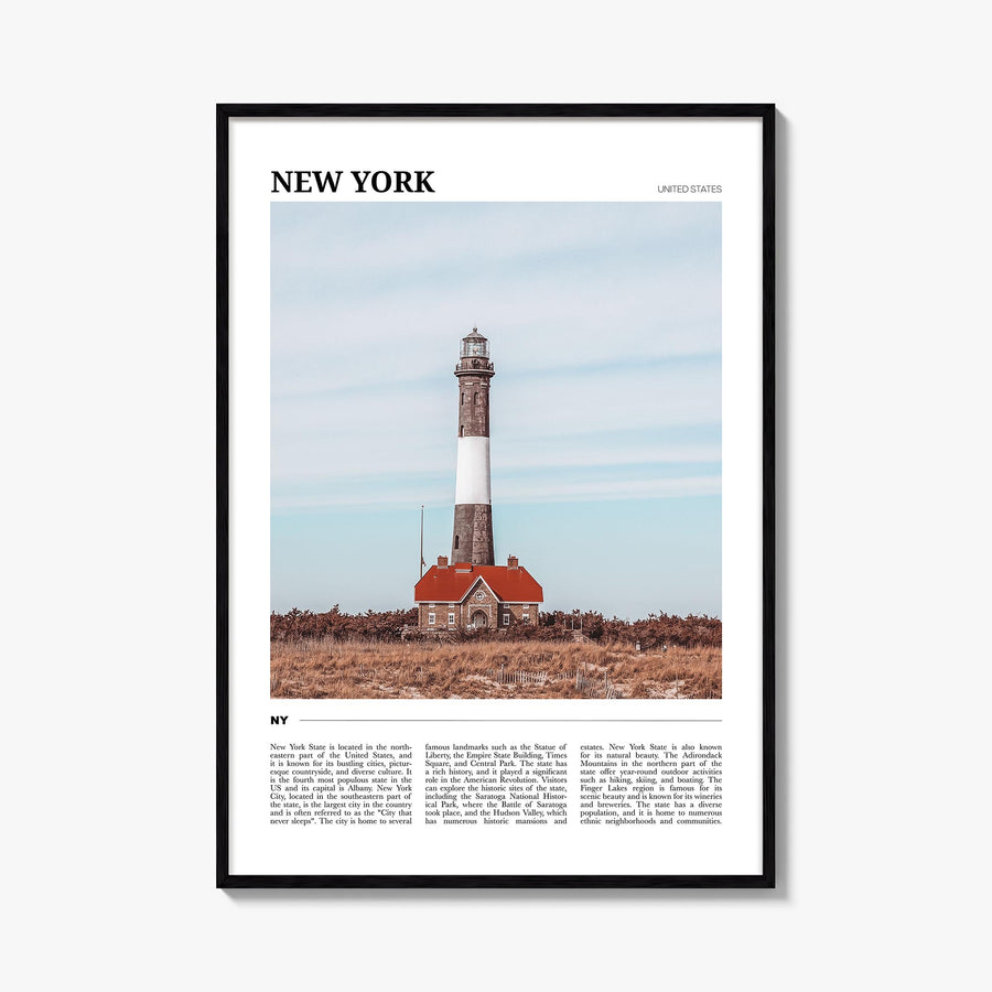 New York (State) colorful travel poster of New York, USA – vertical wall art, unframed print shown in interior mockup