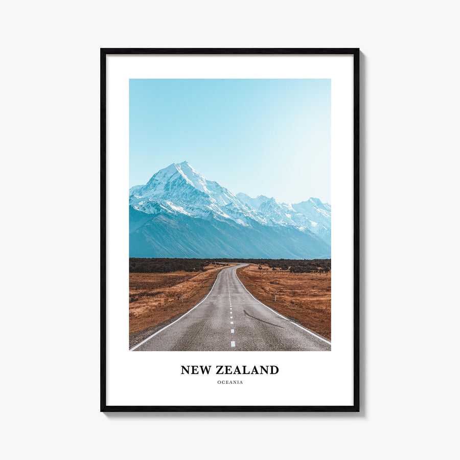 New Zealand colorful classic poster of Oceania – vertical wall art, unframed print shown in interior mockup