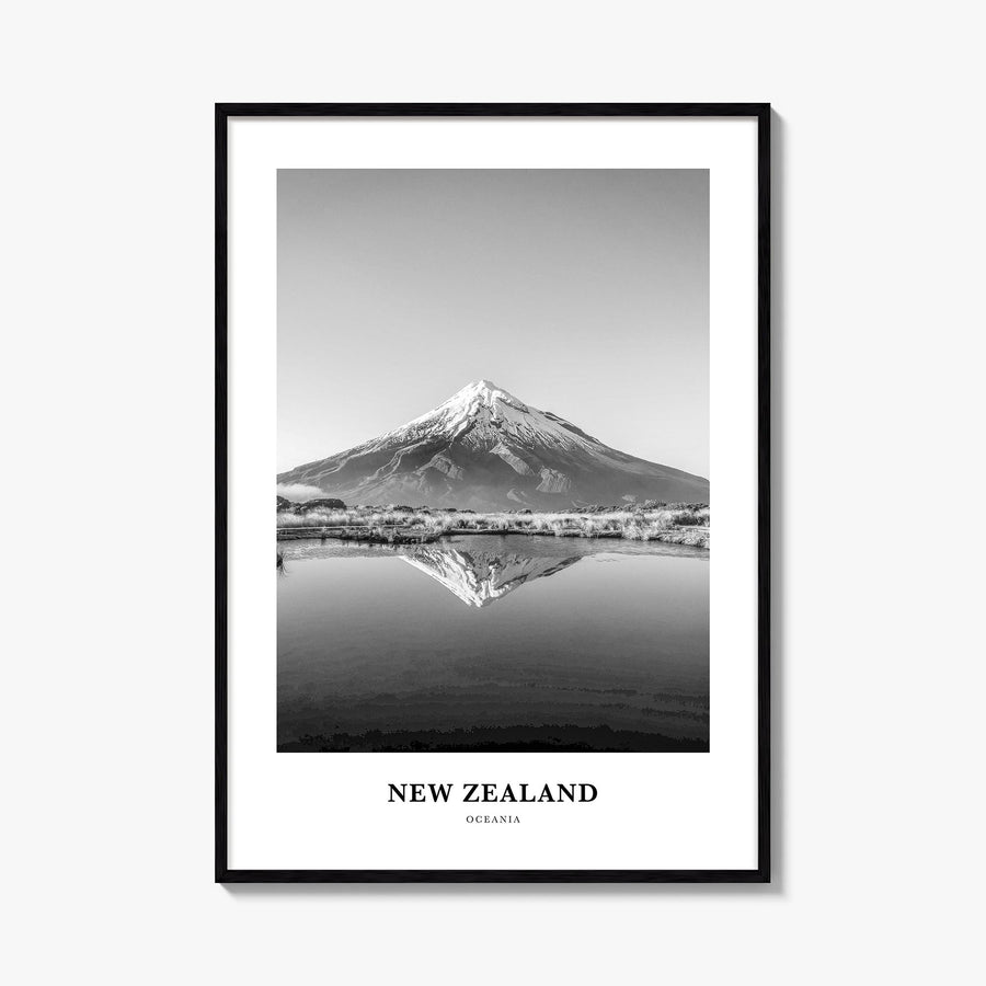 New Zealand no. 1 black & white classic poster of Oceania – vertical wall art, unframed print shown in interior mockup
