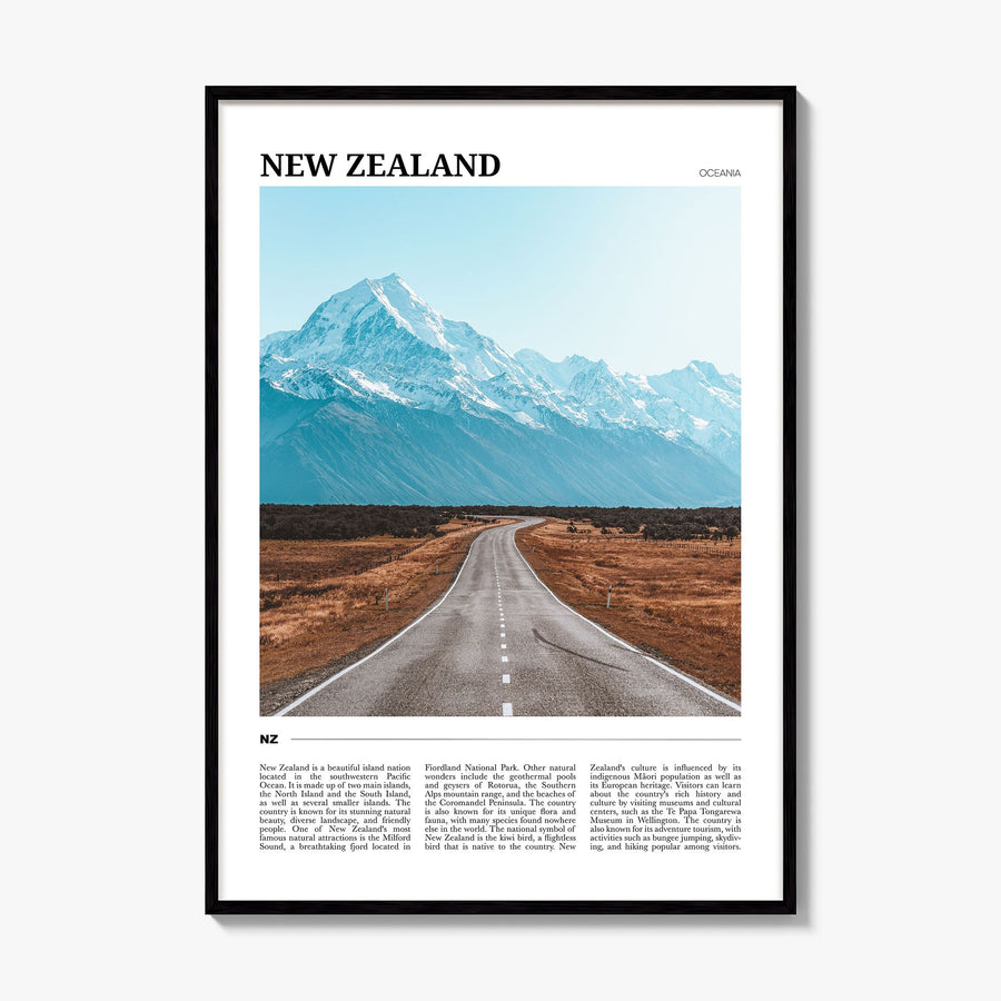 New Zealand Travel Poster, framed poster mockup