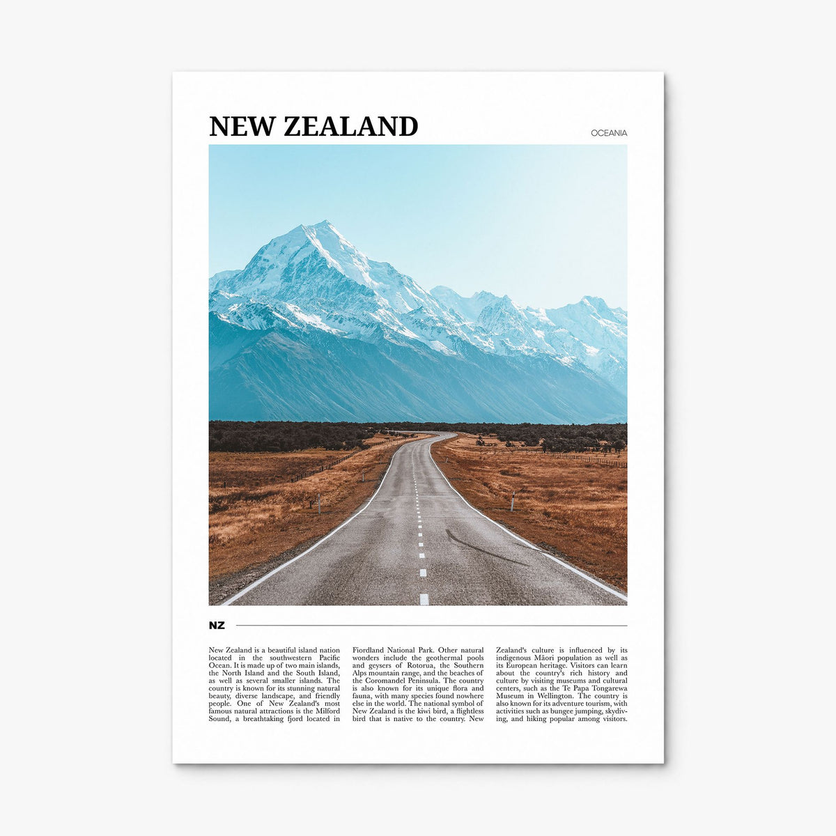New Zealand Travel Poster, print only (unframed)