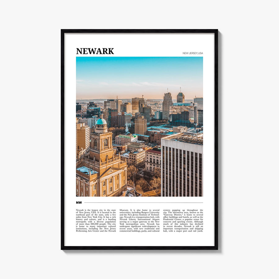 Newark colorful travel poster of New Jersey, USA – vertical wall art, unframed print shown in interior mockup
