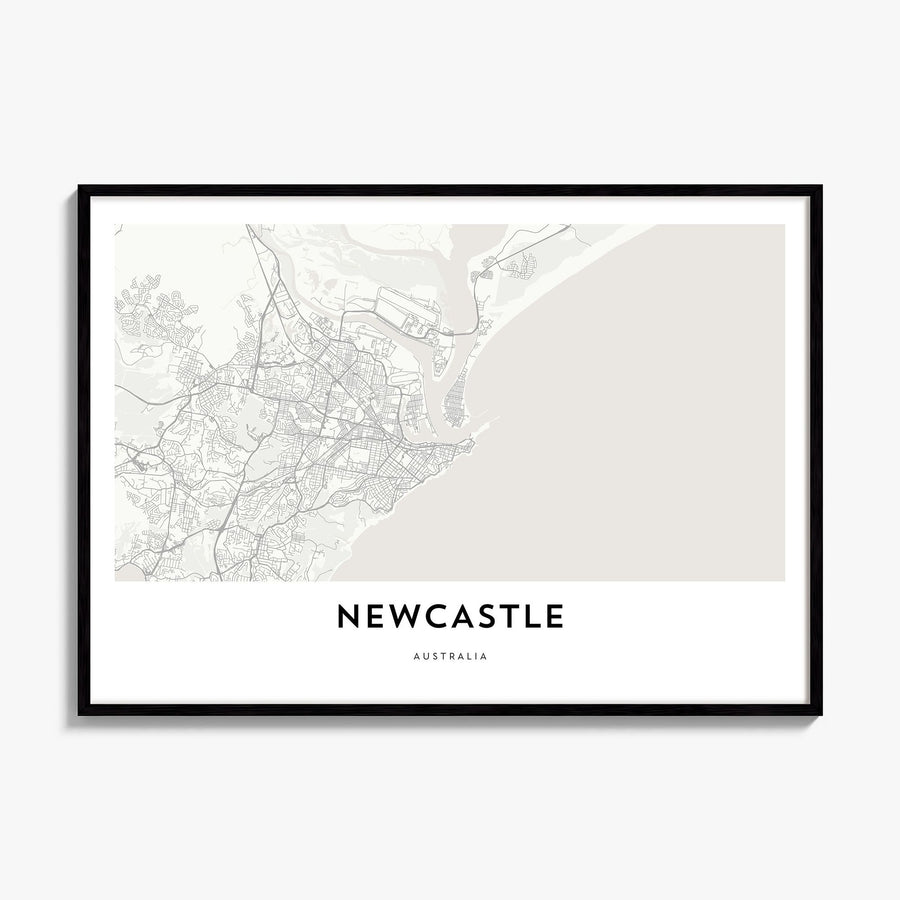 Newcastle, Australia Map Poster, framed poster mockup