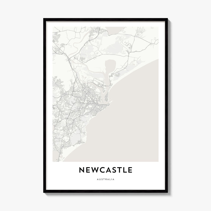 Newcastle, Australia Map Poster, framed poster mockup