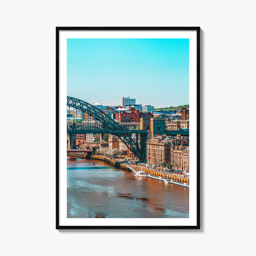 Newcastle upon Tyne colorful photo poster of England, UK – vertical wall art, unframed print shown in interior mockup