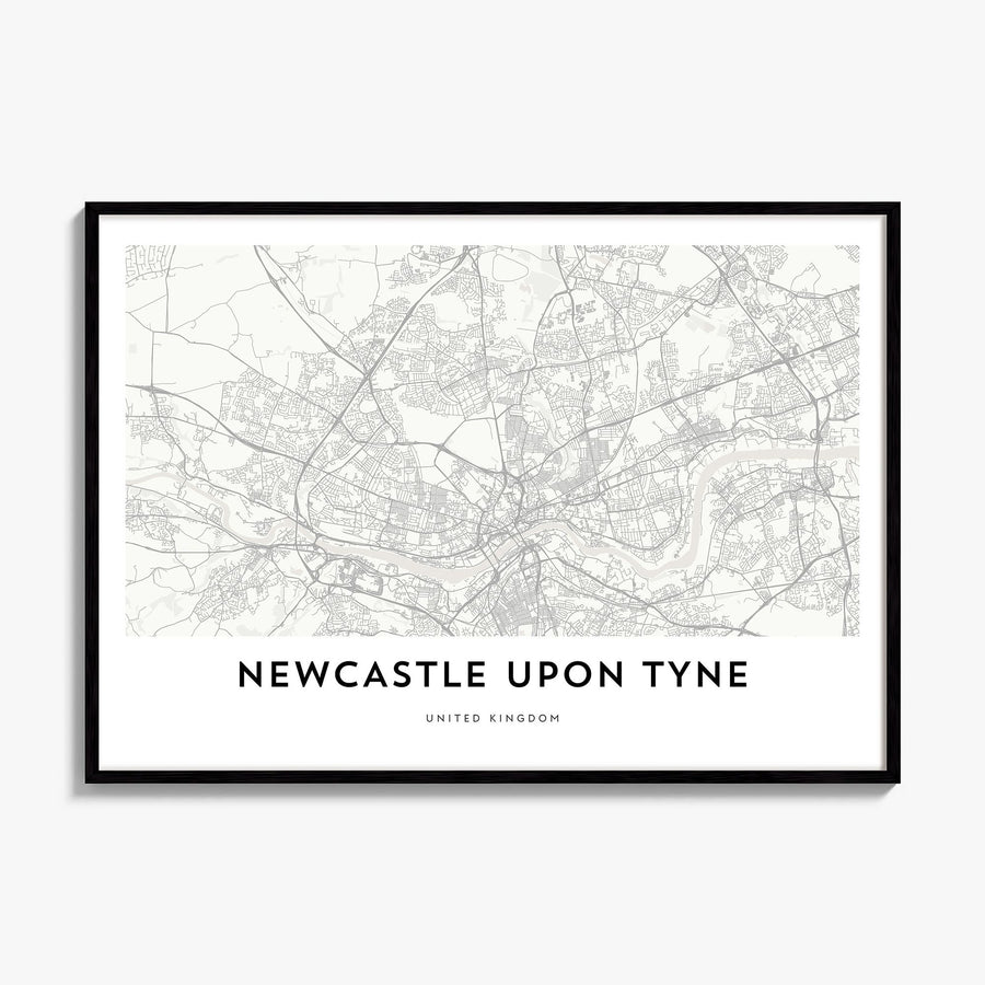 Newcastle upon Tyne Map Poster, framed poster mockup