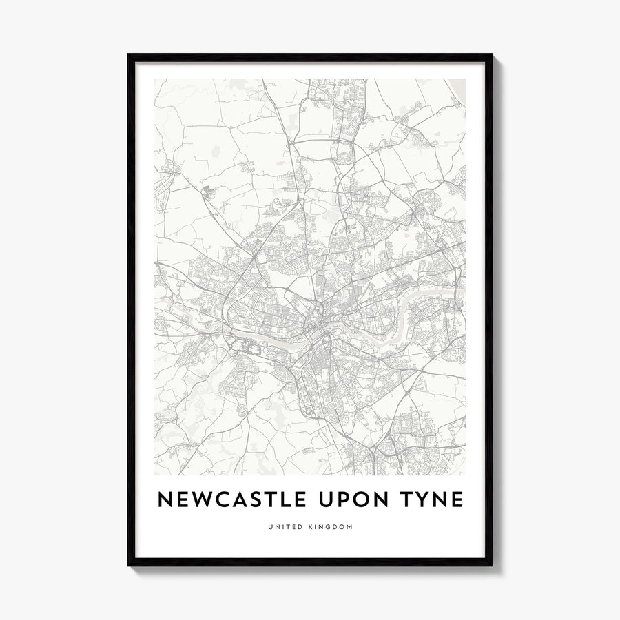 Newcastle upon Tyne Map Poster, framed poster mockup