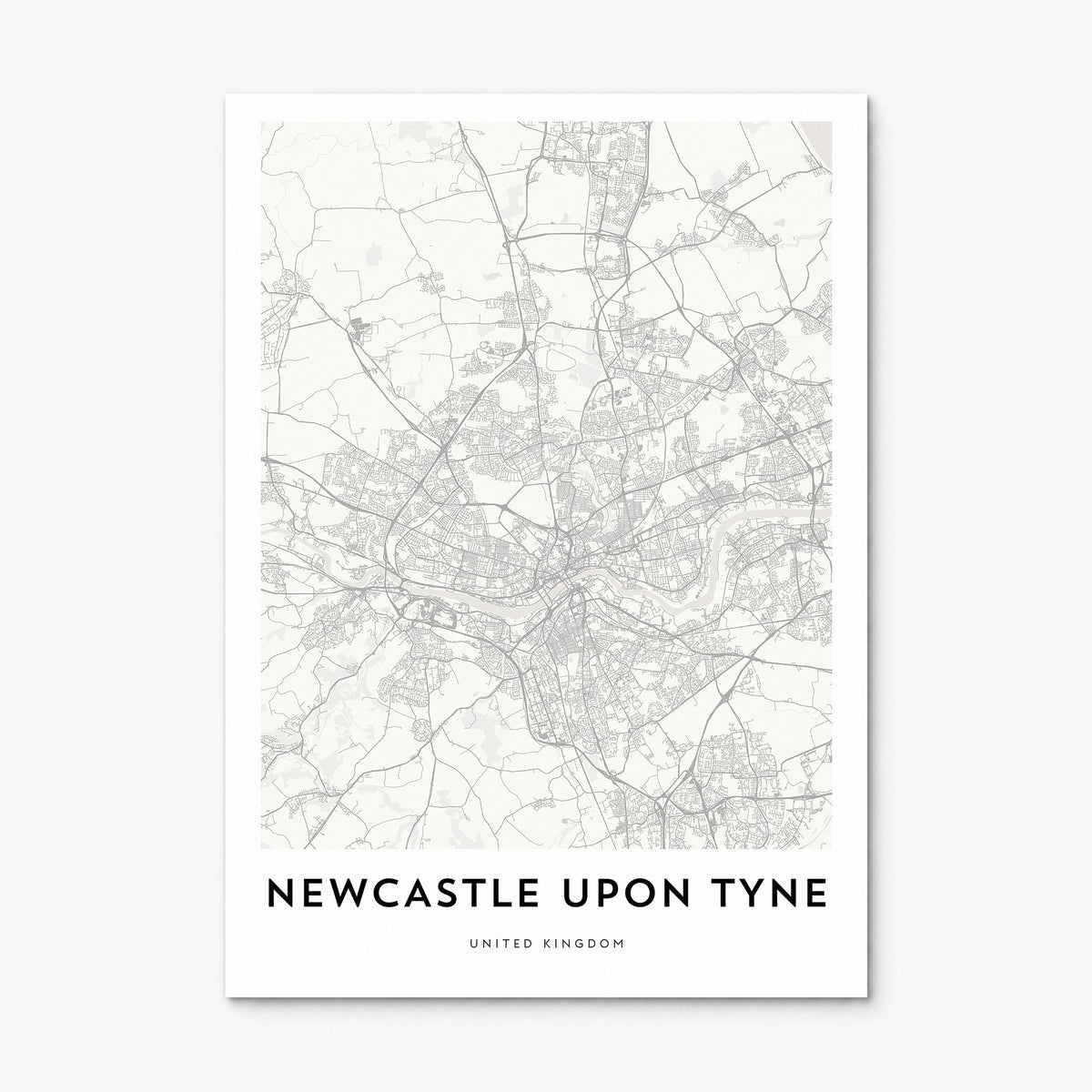 Newcastle upon Tyne Map Poster, print only (unframed)