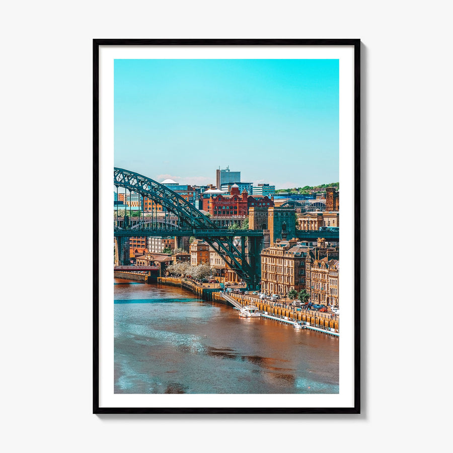 Newcastle upon Tyne Photo Poster, framed poster mockup, white border