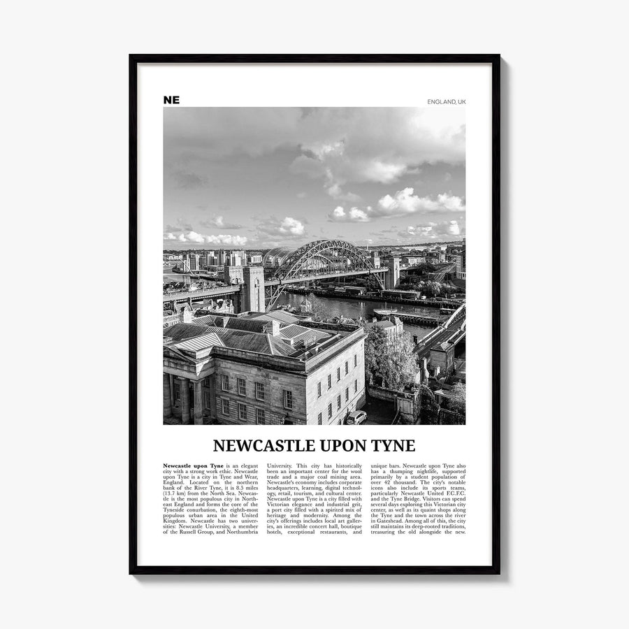 Newcastle upon Tyne Newspaper Poster, framed poster mockup