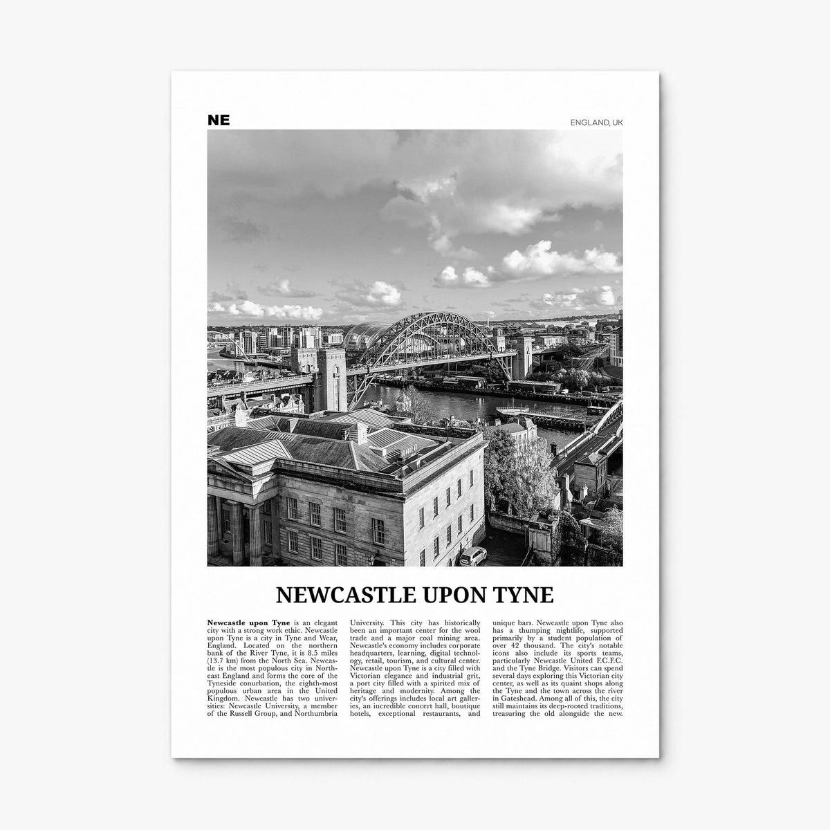 Newcastle upon Tyne Newspaper Poster, print only (unframed)