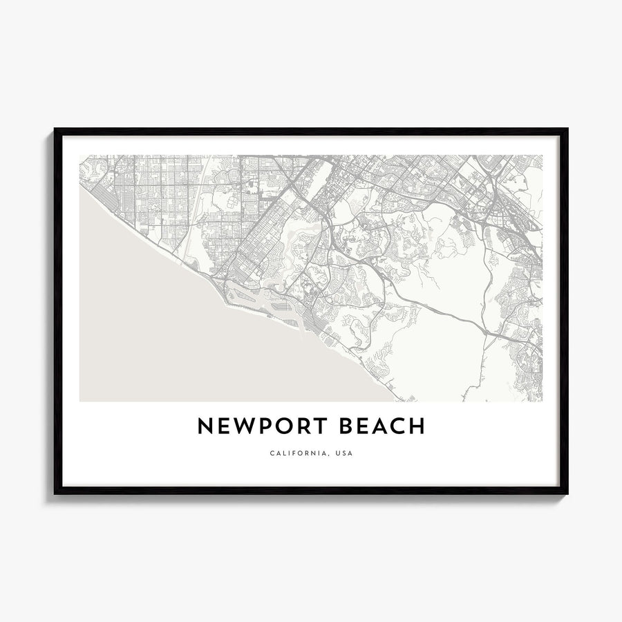 Newport Beach Map Poster, framed poster mockup