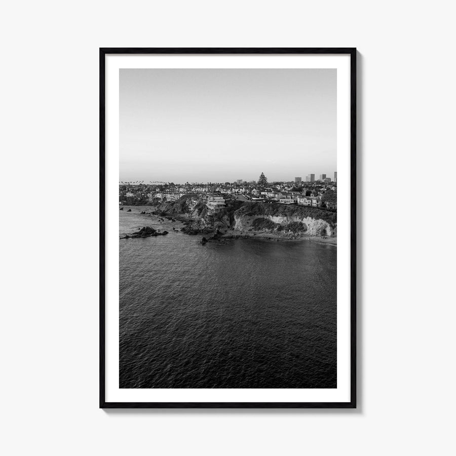 Newport Beach no. 1 black & white photo poster of California, USA – vertical wall art, unframed print shown in interior mocku