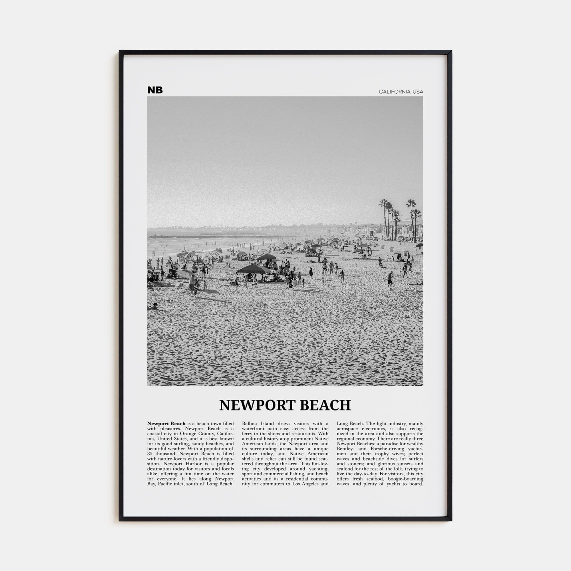 Newport Beach No 1 Poster None / 8x12 in Nbourhood Travel B&W Poster