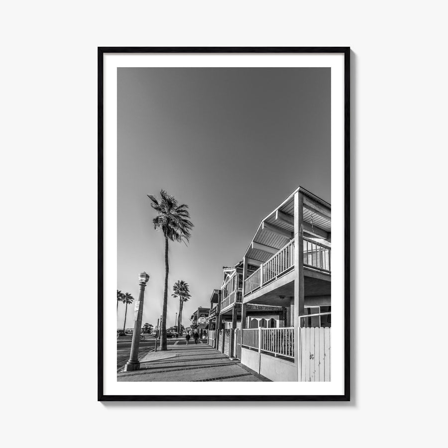 Newport Beach no. 2 black & white photo poster of California, USA – vertical wall art, unframed print shown in interior mocku
