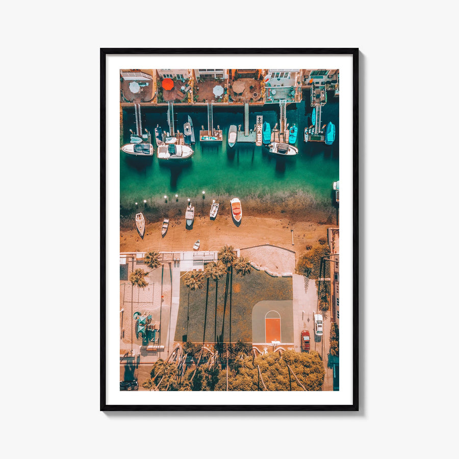Newport Beach no. 6 colorful photo poster of California, USA – vertical wall art, unframed print shown in interior mockup