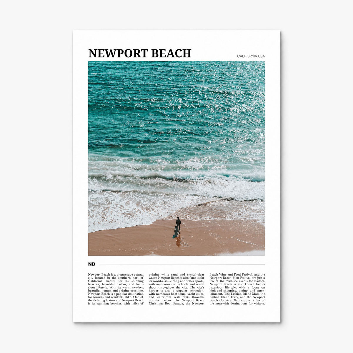 Newport Beach Travel Poster, print only (unframed)