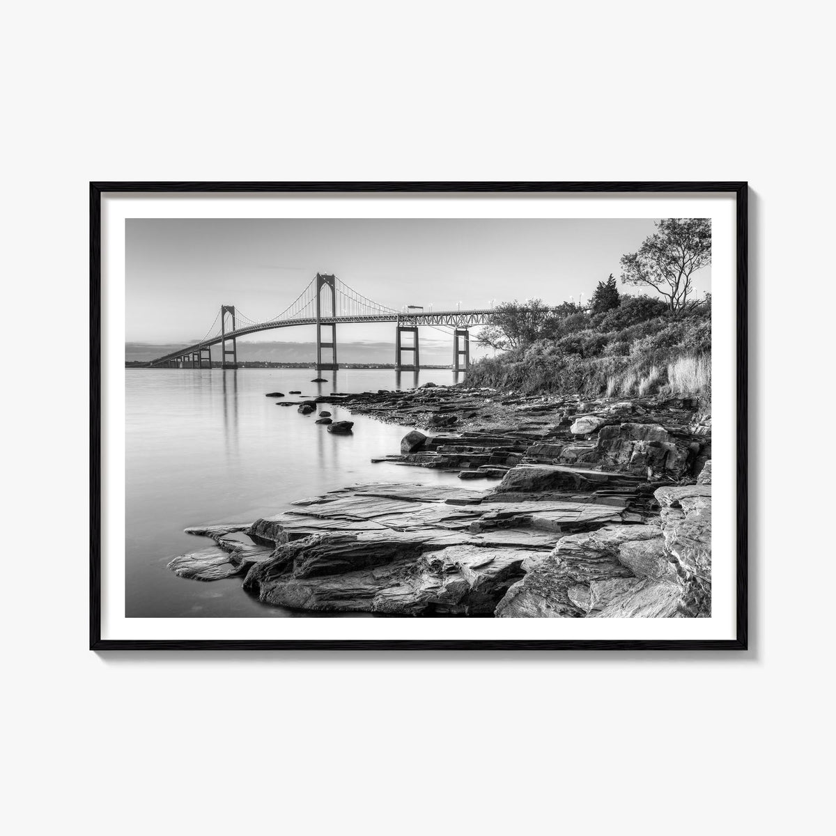 Newport black & white photo poster of Rhode Island, USA – horizontal wall art, unframed print shown in interior mockup
