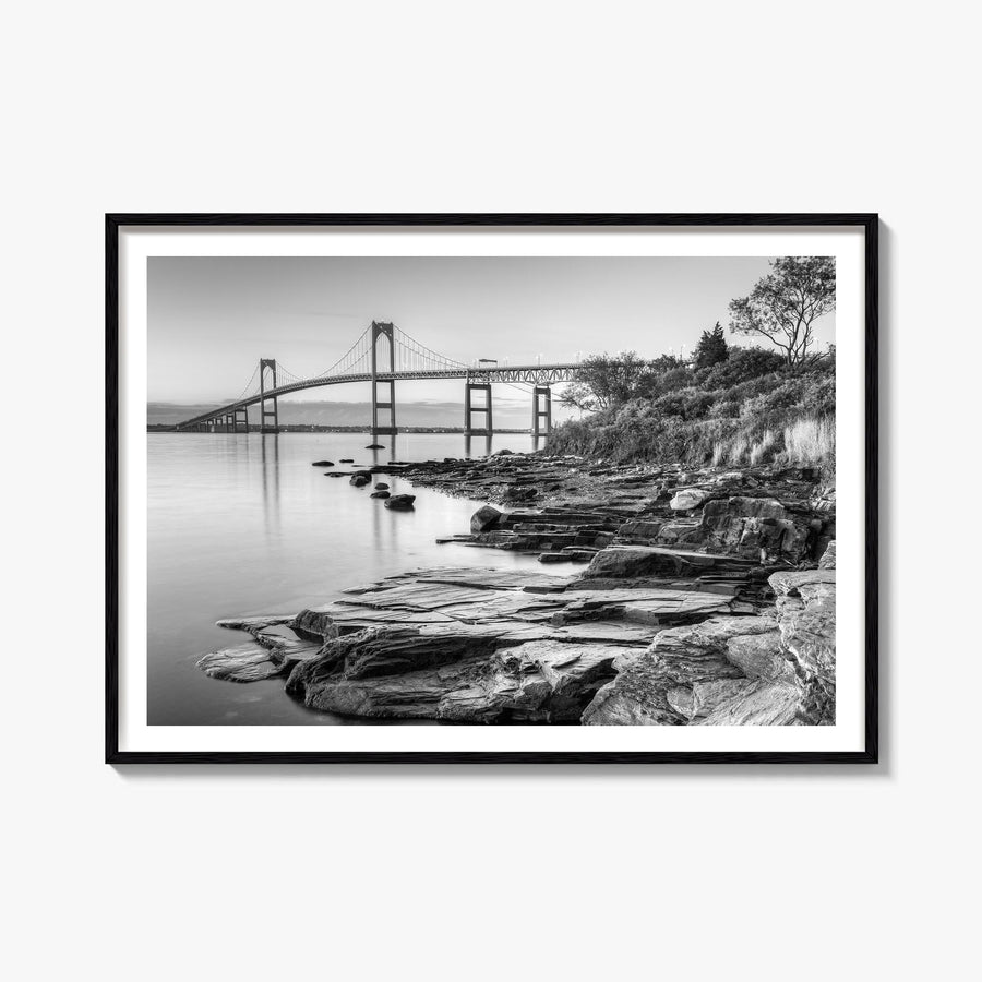 Newport black & white photo poster of Rhode Island, USA – horizontal wall art, unframed print shown in interior mockup