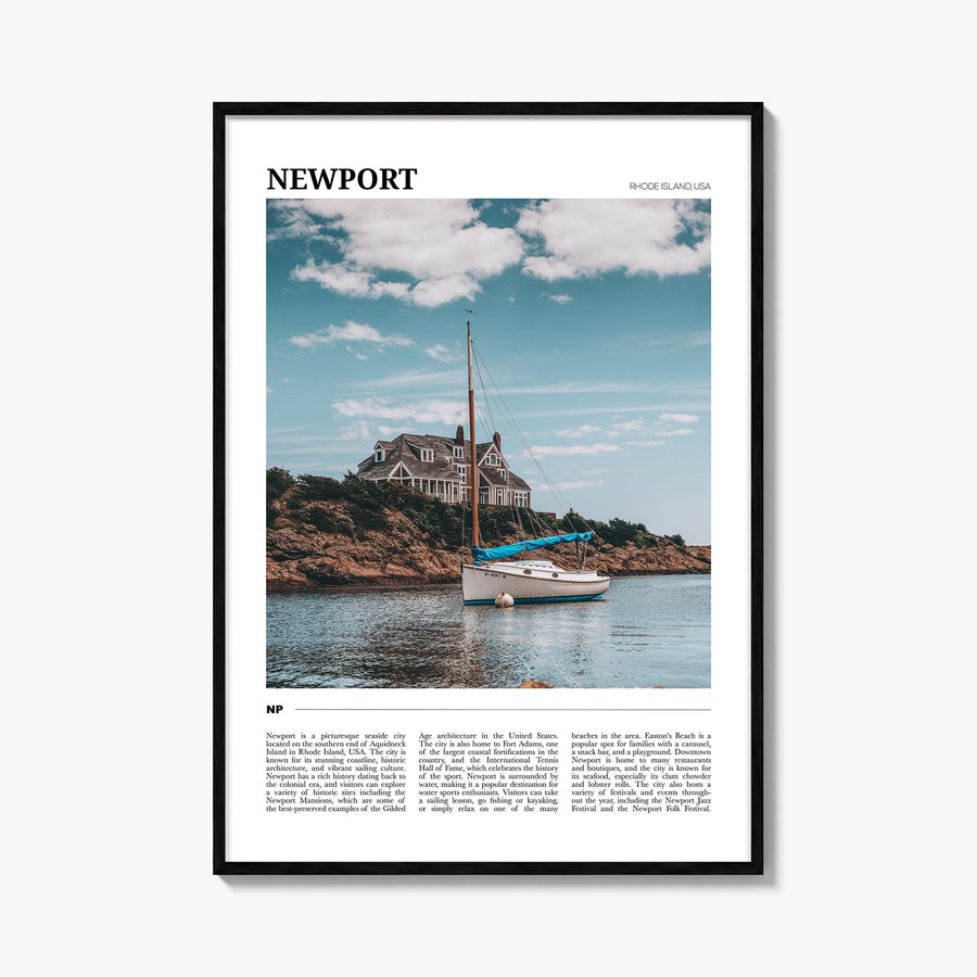 Newport colorful travel poster of Rhode Island, USA – vertical wall art, unframed print shown in interior mockup