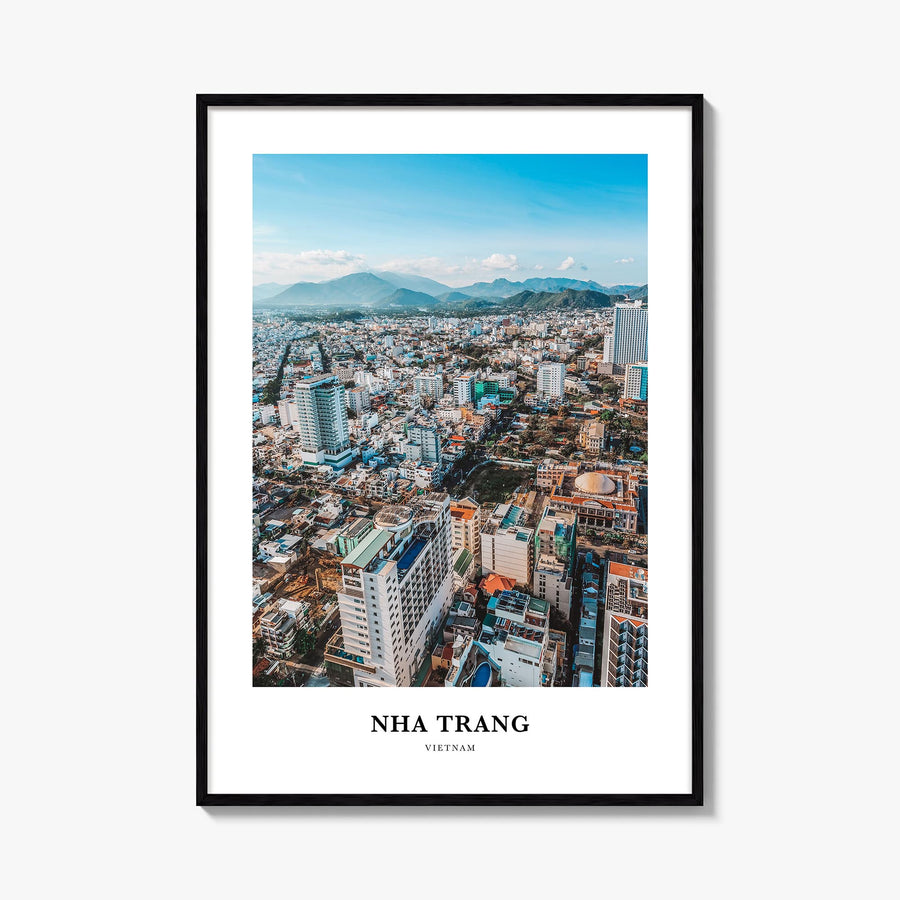 Nha Trang colorful classic poster of Vietnam – vertical wall art, unframed print shown in interior mockup