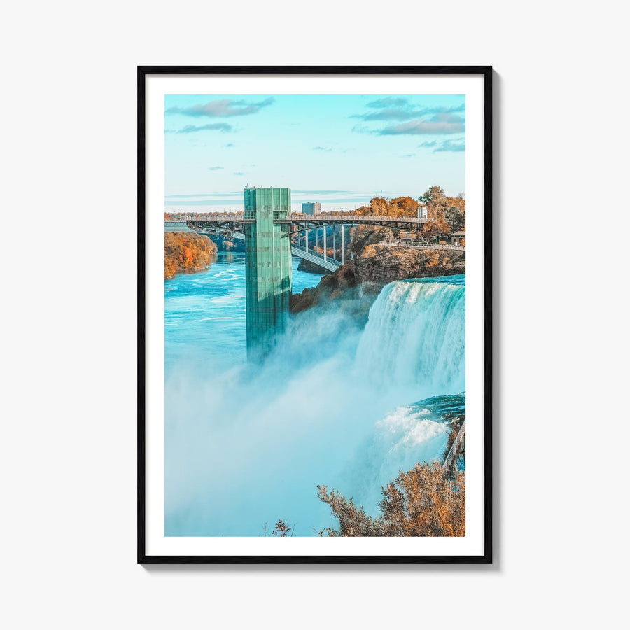 Niagara Falls colorful photo poster of North America – vertical wall art, unframed print shown in interior mockup