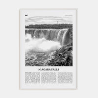 Niagara Falls, North America Poster White Wood / 8x12 in Nbourhood Travel B&W Poster