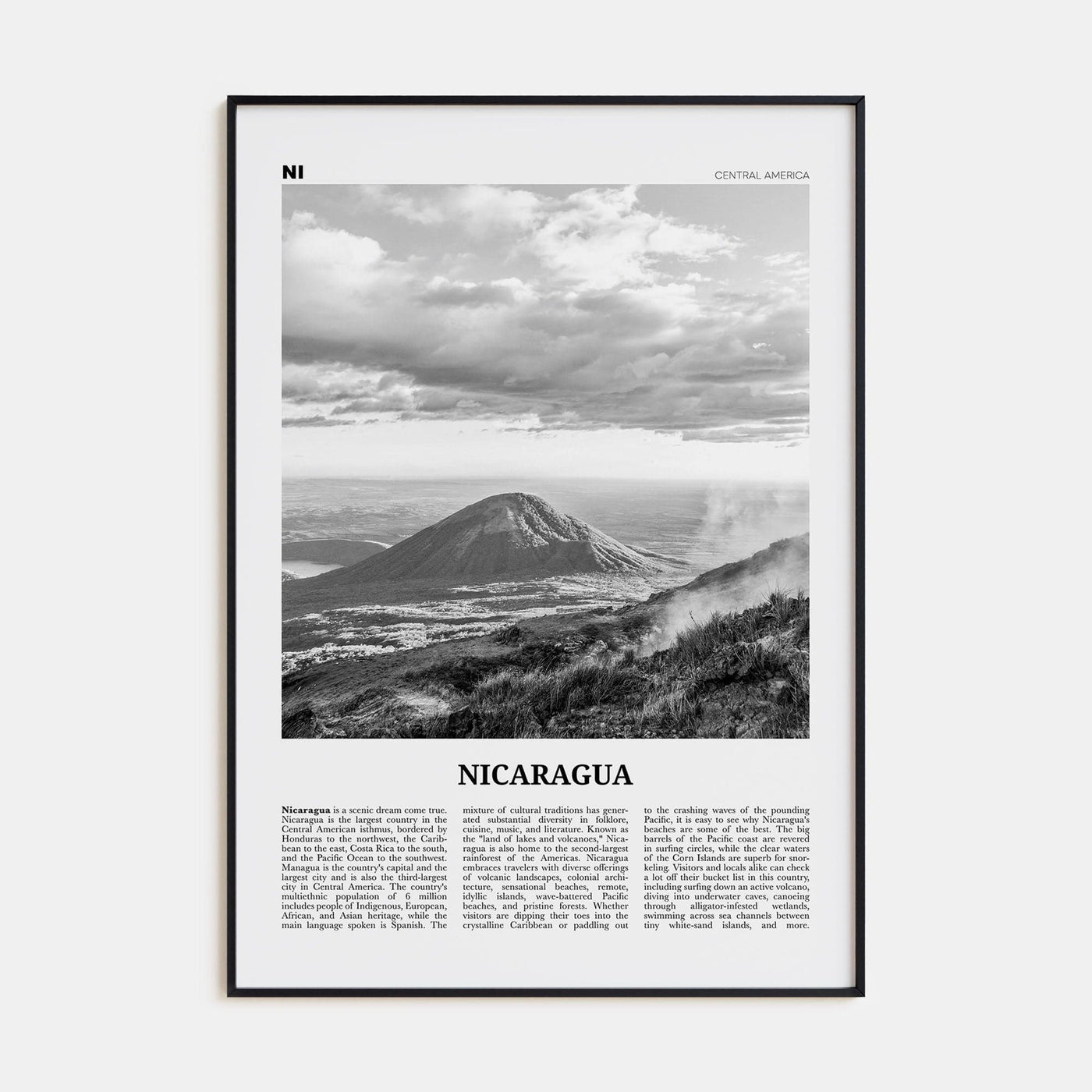 Nicaragua Poster None / 8x12 in Nbourhood Travel B&W Poster