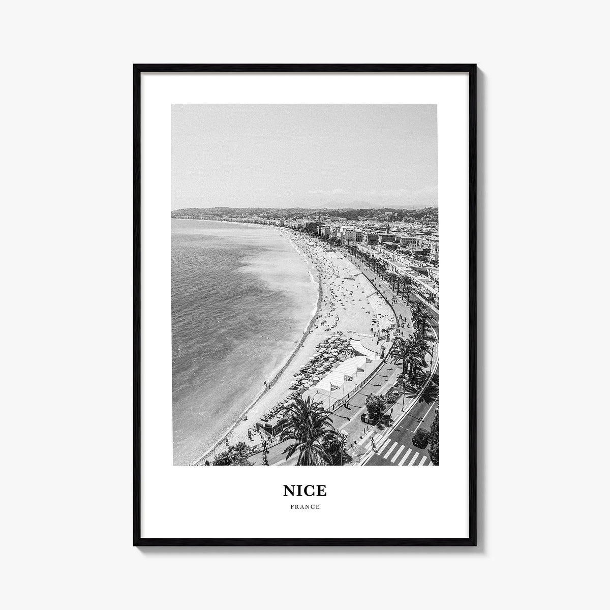 Nice black & white classic poster of France – vertical wall art, unframed print shown in interior mockup