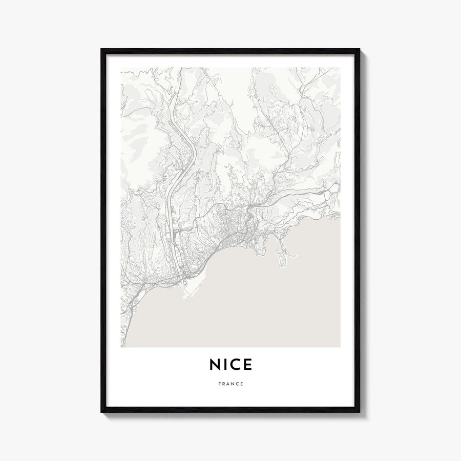 Nice black & white map poster of France – vertical wall art, unframed print shown in interior mockup