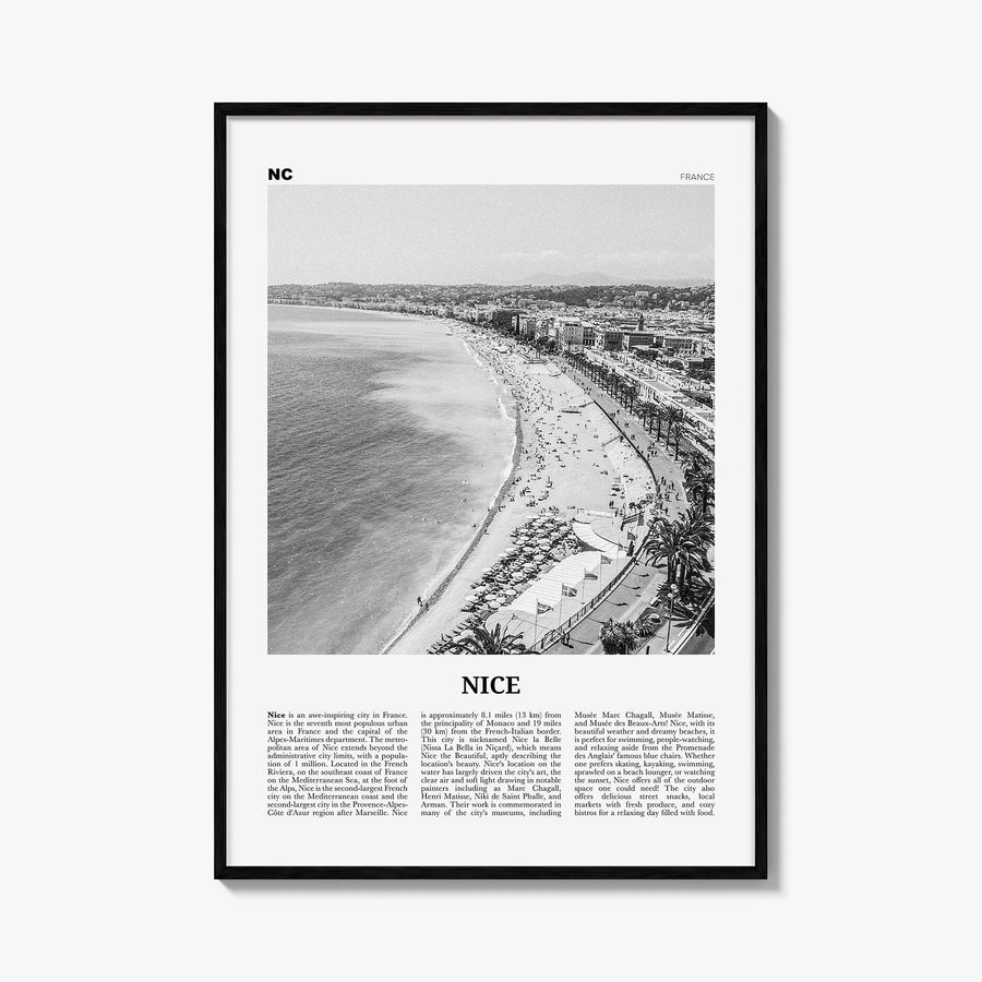 Nice black & white newspaper poster of France – vertical wall art, unframed print shown in interior mockup