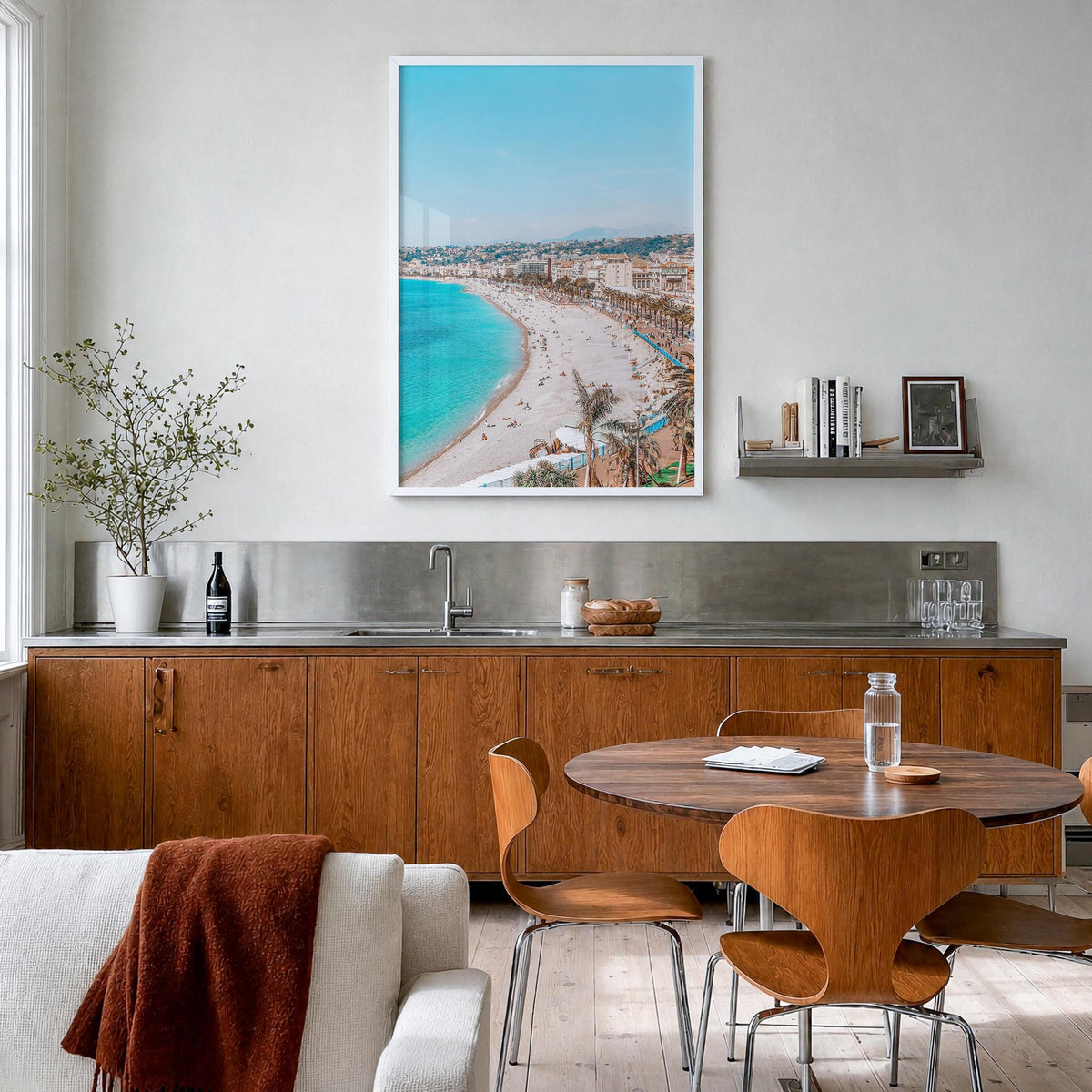 Nice no. 1 colorful photo poster of France – vertical wall art in white wood frame, hanging on wall