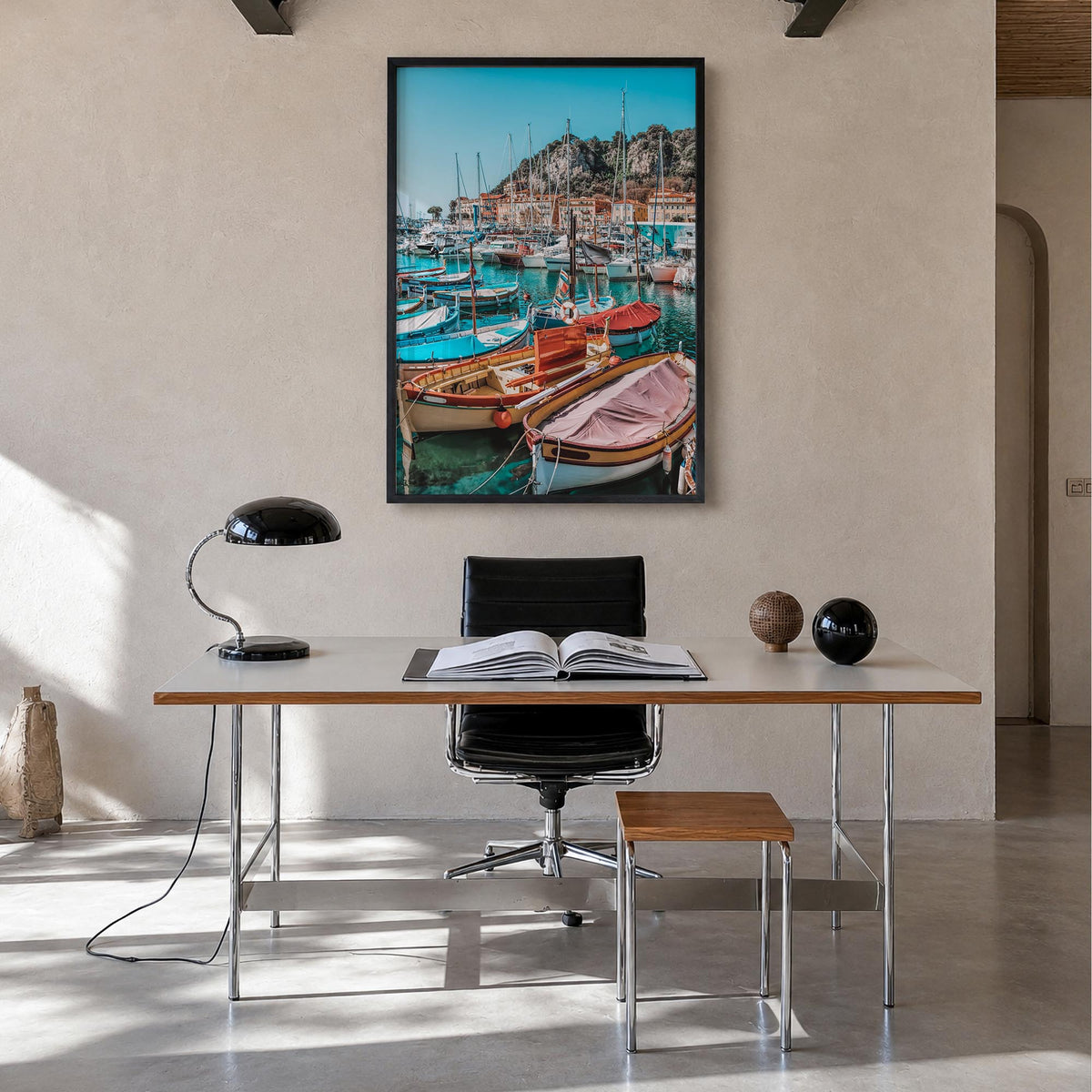 Nice no. 2 colorful photo poster of France – vertical wall art in black wood frame, hanging on wall
